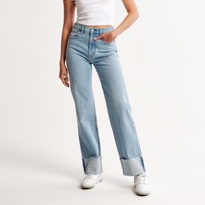 Abercrombie The 90’s Relaxed High Rise Cuff Jeans